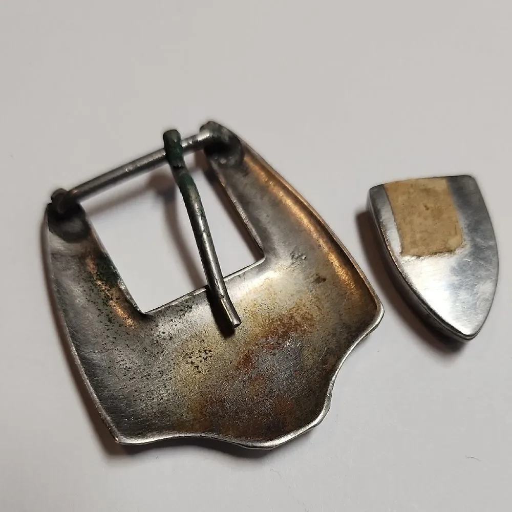 Vintage Silver Tone Buckle Set